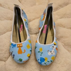 Playful Animal Print Women's Flats - Blue